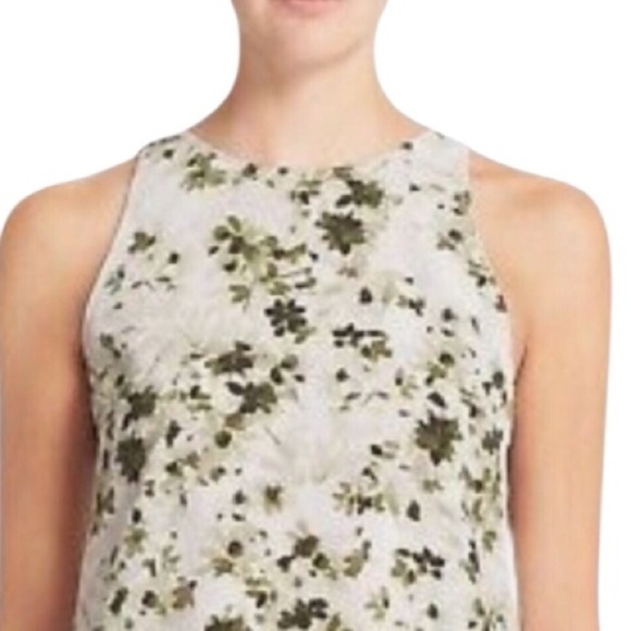 Theory Silk Sleeveless Kalstinn Top Spring Green Floral Size Medium - Picture 2 of 13
